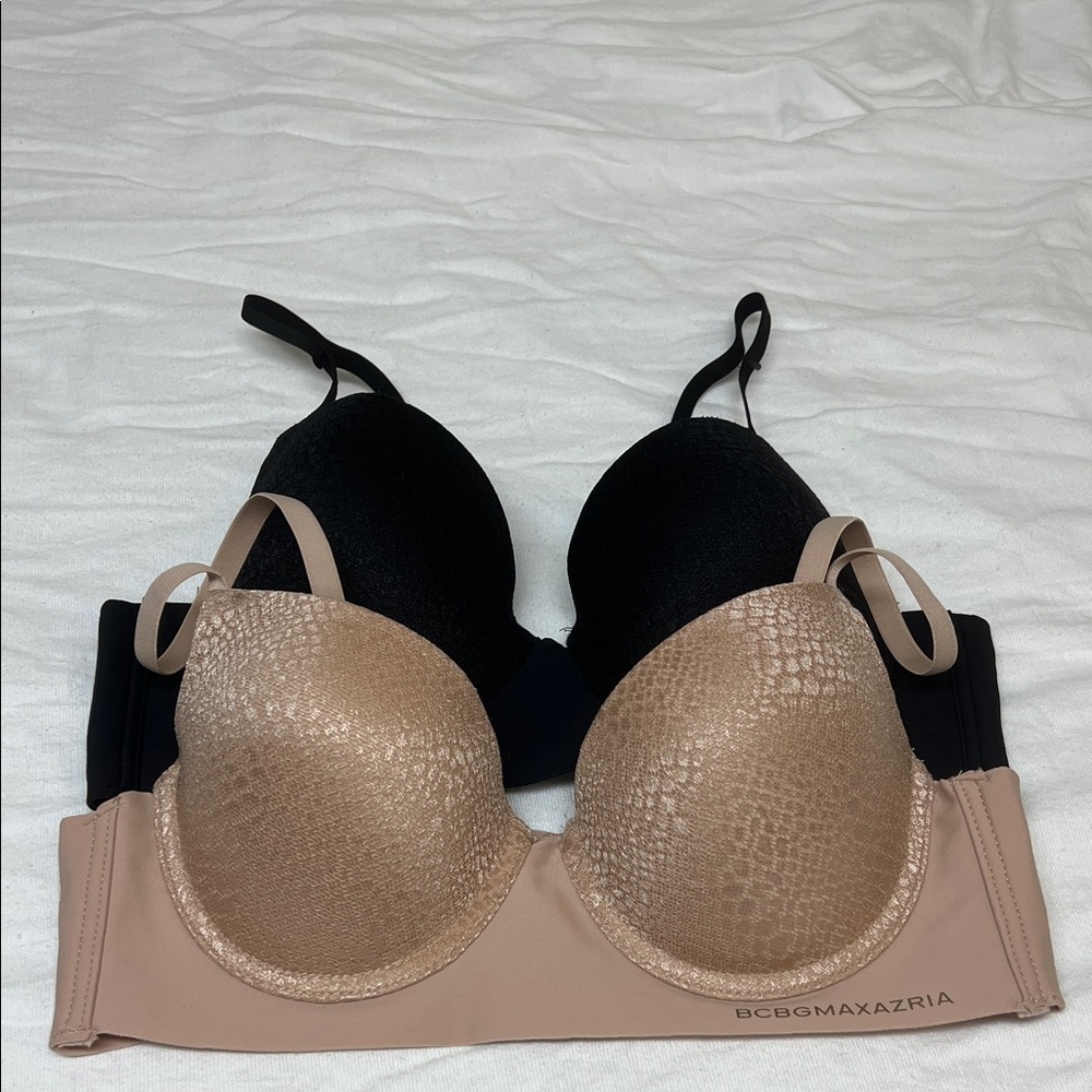 NWOT BCBGMaxAzria Black and Tan Bra Set Sz 36B